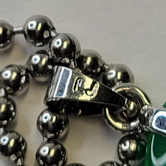 Green Jade Disc Pendant Necklace on Stainless Steel Ball Chain - Picture 12 of 12